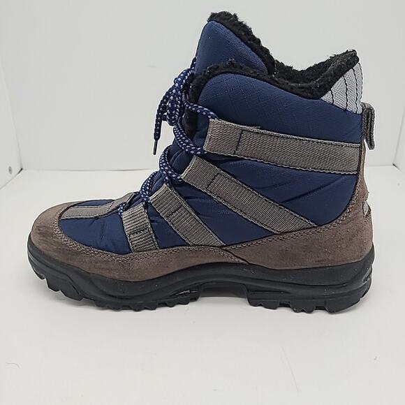 L.L. Bean Winter Snow Boots Leather Lace Up Blue Gray Brown Warm Size 8 Women’s - Picture 6 of 9